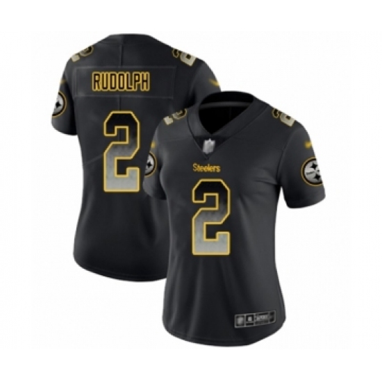 Women's Pittsburgh Steelers #2 Mason Rudolph Limited Black Smoke Fashion Football Jersey - Ujersey