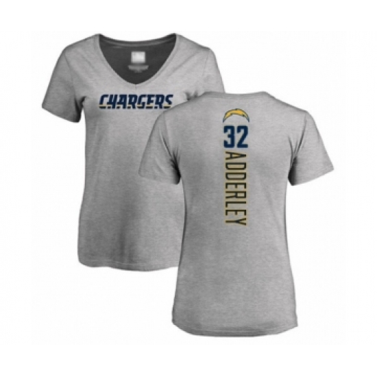 Football Women's Los Angeles Chargers #32 Nasir Adderley Ash Backer T-Shirt - Ujersey