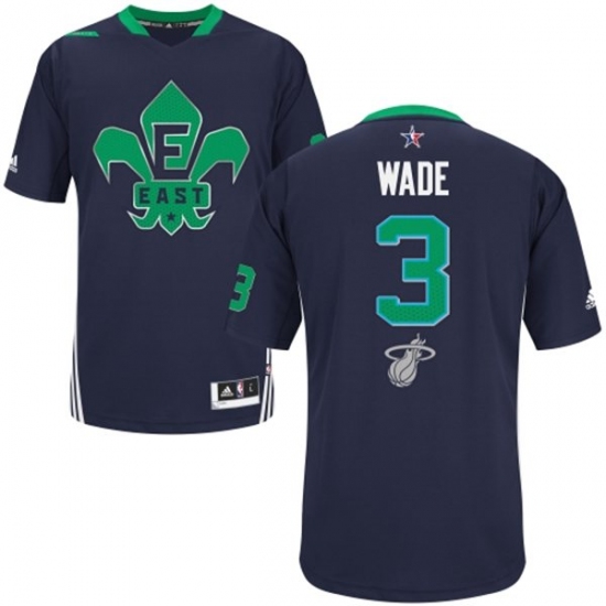 Men's Adidas Miami Heat #3 Dwyane Wade Swingman Navy Blue 2014 All Star NBA Jersey - Ujersey