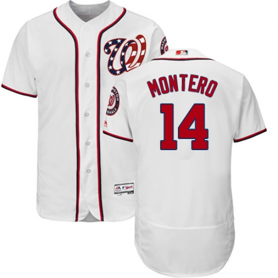 Men's Majestic Washington Nationals #14 Miguel Montero White Home Flex Base Authentic Collection MLB Jersey - Ujersey