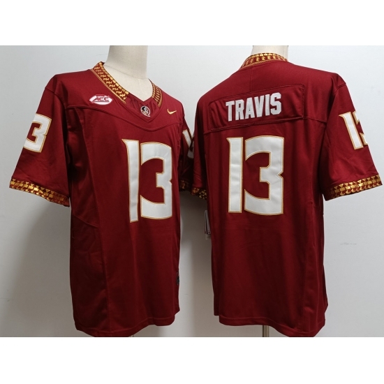 Men's Florida State Seminoles #13 Jordan Travis Red 2023 F U S E Stitched Limited NCAA Jersey
