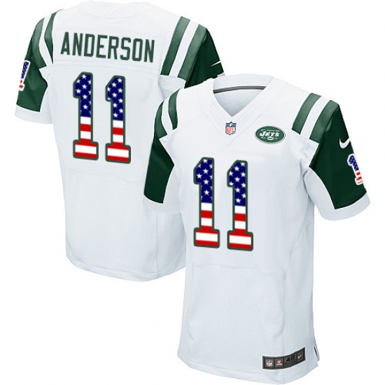 Men's Nike New York Jets #11 Robby Anderson Elite White Road USA Flag Fashion NFL Jersey - ujerseystore