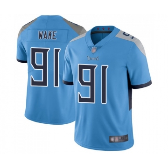 Men's Tennessee Titans #91 Cameron Wake Light Blue Alternate Vapor Untouchable Limited Player Football Jersey - Ujersey