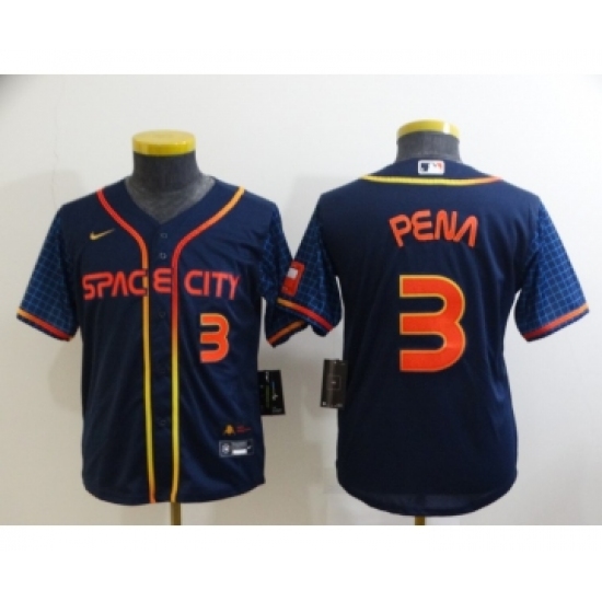 Youth Houston Astros #3 Jeremy Pena Number 2022 Navy Blue City Connect Cool Base Stitched Jersey - Ujersey