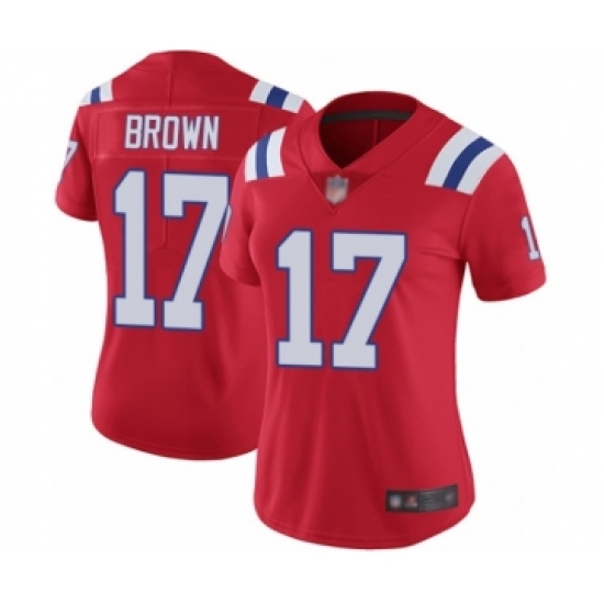 Women's New England Patriots #17 Antonio Brown Red Alternate Vapor Untouchable Limited Player Football Jersey - Ujersey