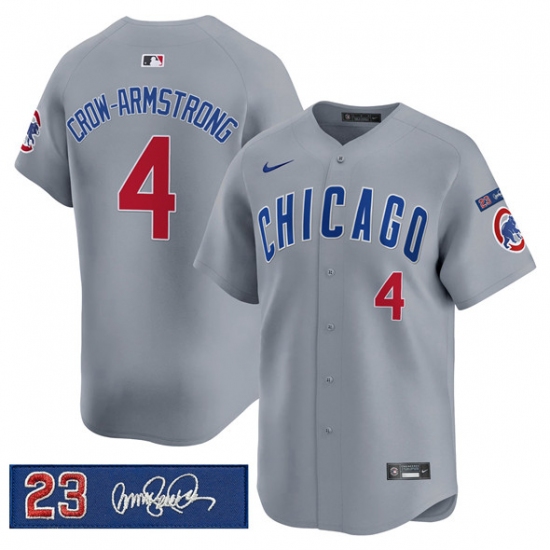 Men's Chicago Cubs #4 Pete Crow-Armstrong Gray 'Ryne Sandberg Tribute' Vapor Limited V3 Stitched Baseball Jersey - Ujersey