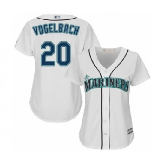 Women's Seattle Mariners #20 Daniel Vogelbach Authentic White Home Cool Base Baseball Player Jersey - Ujersey