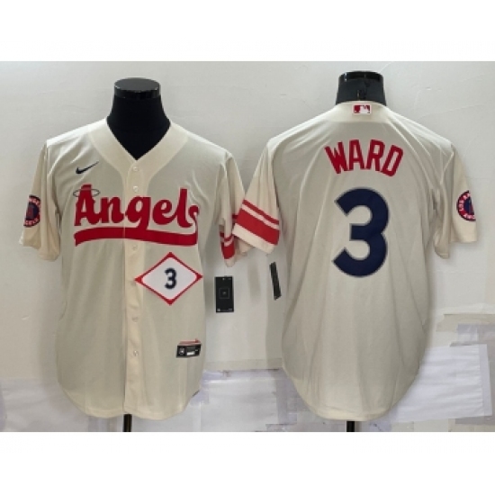 Men's Los Angeles Angels #3 Taylor Ward Number Cream 2022 City Connect Cool Base Stitched Jersey - Ujersey