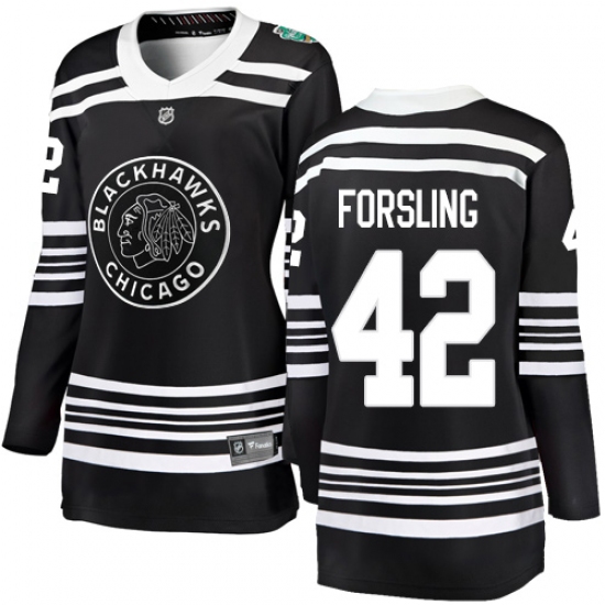 Women's Chicago Blackhawks #42 Gustav Forsling Black 2019 Winter Classic Fanatics Branded Breakaway NHL Jersey
