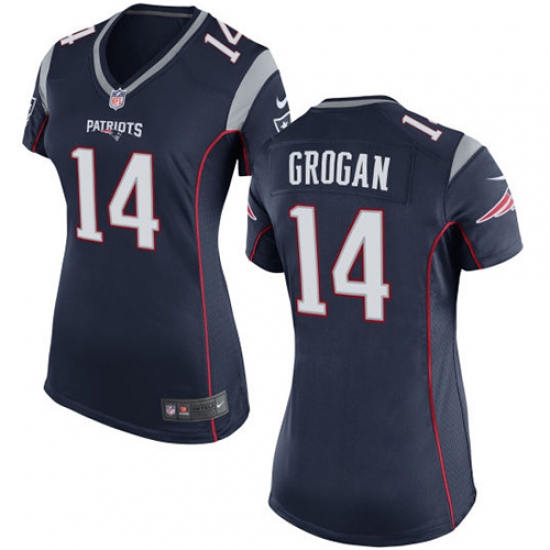 Women's Nike New England Patriots #14 Steve Grogan Game Navy Blue Team Color NFL Jersey - Ujersey