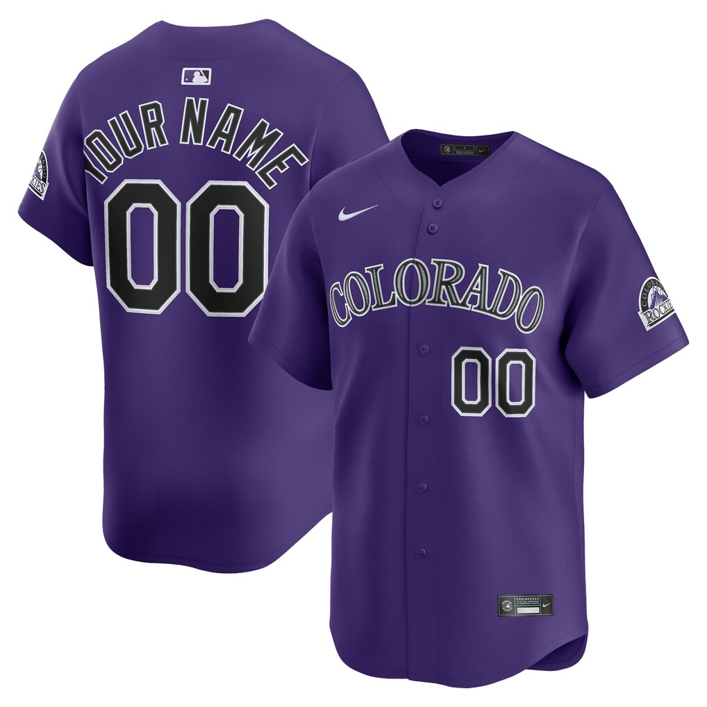 Men's Colorado Rockies Nike Purple Alternate Limited Custom Jersey - Ujersey
