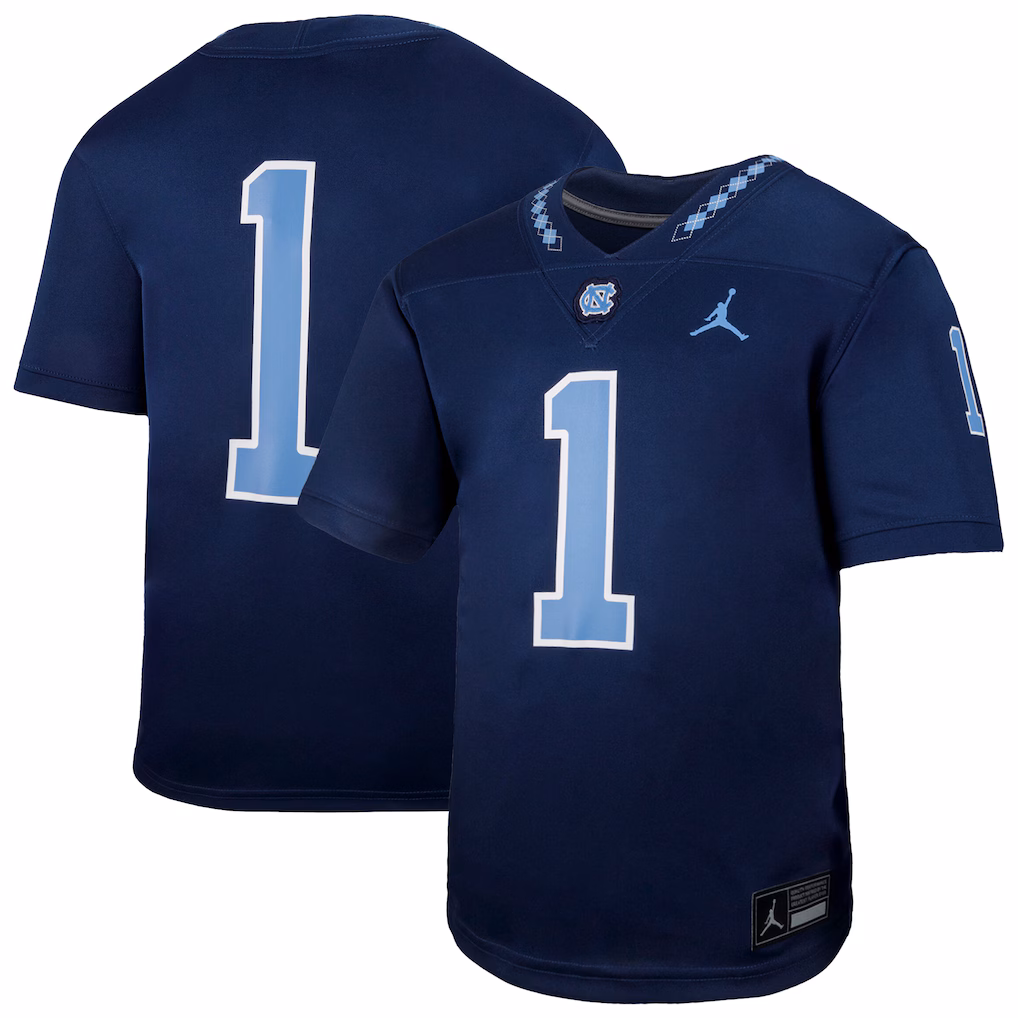 Youth Jordan Brand #1 Navy North Carolina Tar Heels Alternate Football Game Jersey