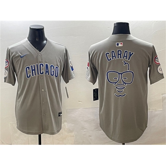 Men's Chicago Cubs Gray Harry Caray Holy Cow Patch Limited Stitched Baseball Jersey - Ujersey