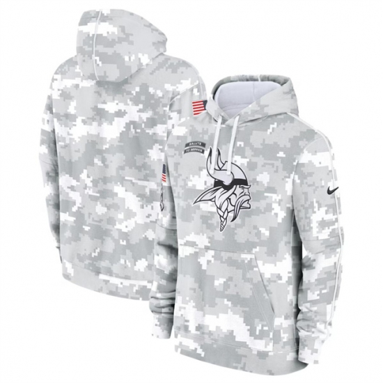 Men's Minnesota Vikings 2024 Arctic Camo Salute To Service Club Fleece Pullover Hoodie - Ujersey