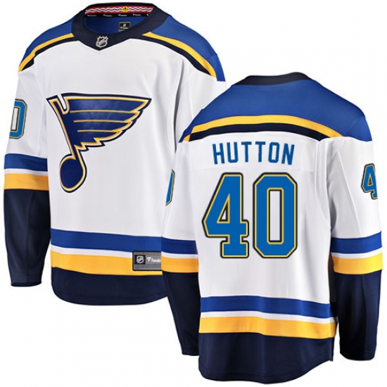 Men's St. Louis Blues #40 Carter Hutton Fanatics Branded White Away Breakaway NHL Jersey
