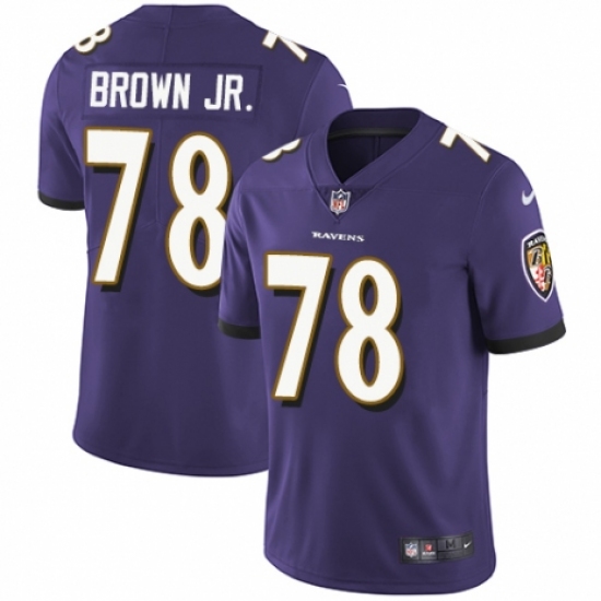 Youth Nike Baltimore Ravens #78 Orlando Brown Jr. Purple Team Color Vapor Untouchable Limited Player NFL Jersey - Ujersey