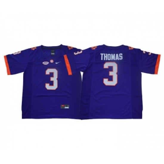 Clemson Tigers 3 Xavier Thomas Purple College Football Jersey - Ujersey