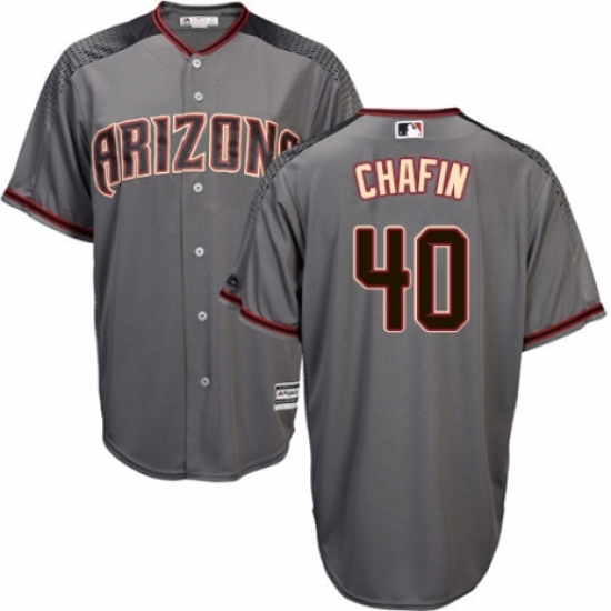 Men's Majestic Arizona Diamondbacks #40 Andrew Chafin Replica Grey Road Cool Base MLB Jersey - Ujersey