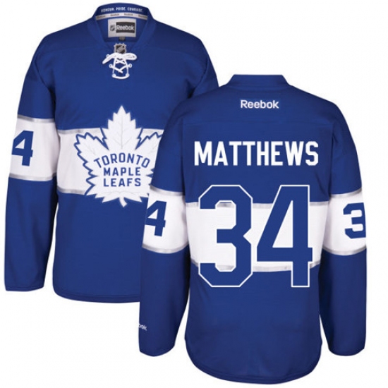 Men's Reebok Toronto Maple Leafs #34 Auston Matthews Premier Royal Blue 2017 Centennial Classic NHL Jersey - Ujersey
