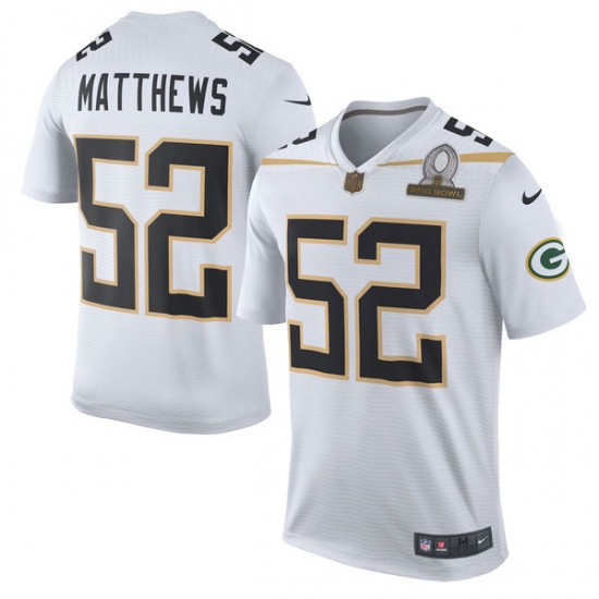 Men's Nike Green Bay Packers #52 Clay Matthews Elite White Team Rice 2016 Pro Bowl NFL Jersey - Ujersey