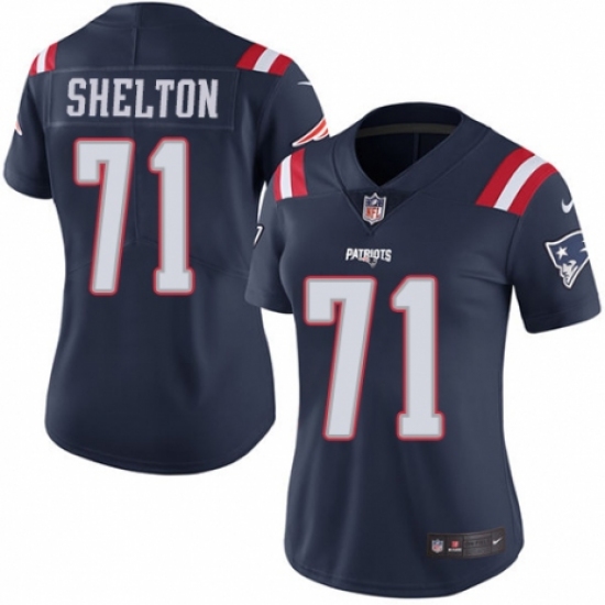 Women's Nike New England Patriots #71 Danny Shelton Limited Navy Blue Rush Vapor Untouchable NFL Jersey - Ujersey