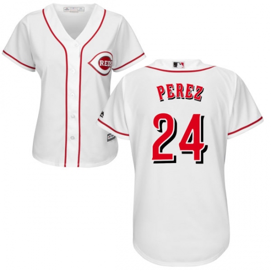Women's Majestic Cincinnati Reds #24 Tony Perez Authentic White Home Cool Base MLB Jersey - Ujersey