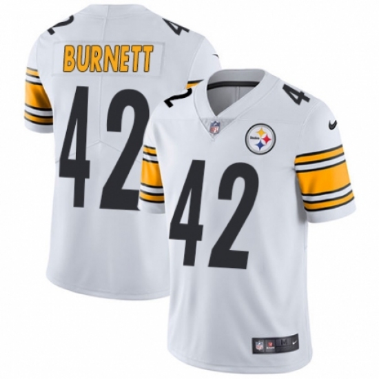 Men's Nike Pittsburgh Steelers #42 Morgan Burnett White Vapor Untouchable Limited Player NFL Jersey - Ujersey