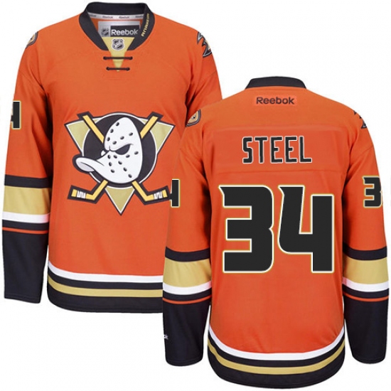 Women's Reebok Anaheim Ducks #34 Sam Steel Authentic Orange Third NHL Jersey - Ujersey