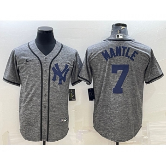 Men's New York Yankees #7 Mickey Mantle Grey Gridiron Cool Base Stitched Jerseys - Ujersey