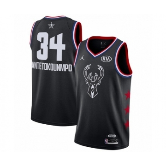 Women's Jordan Milwaukee Bucks #34 Giannis Antetokounmpo Swingman Black 2019 All-Star Game Basketball Jersey - Ujersey