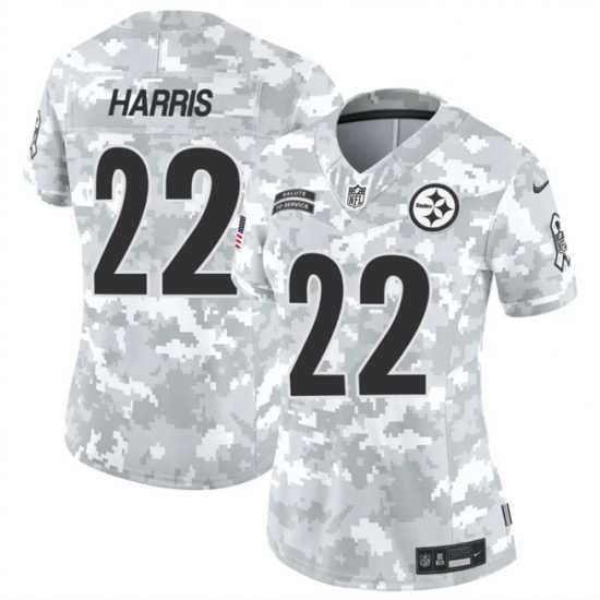 Women's Pittsburgh Steelers #22 Najee Harris 2024 F.U.S.E Arctic Camo Salute To Service Limited Stitched Football Jersey(Run Small) - Ujersey