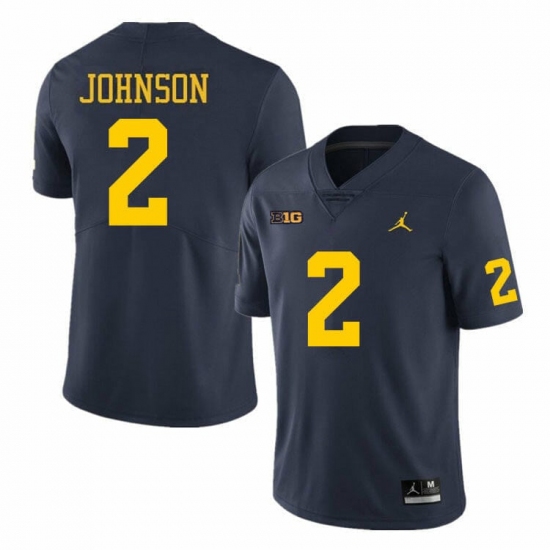 Men's Michigan Wolverines #2 Will Johnson Navy Blue Stitched Jersey - Ujersey