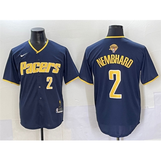 Men's Indiana Pacers #2 Andrew Nembhard Navy 2025 Finals Vapor Stitched Baseball Jersey - Ujersey