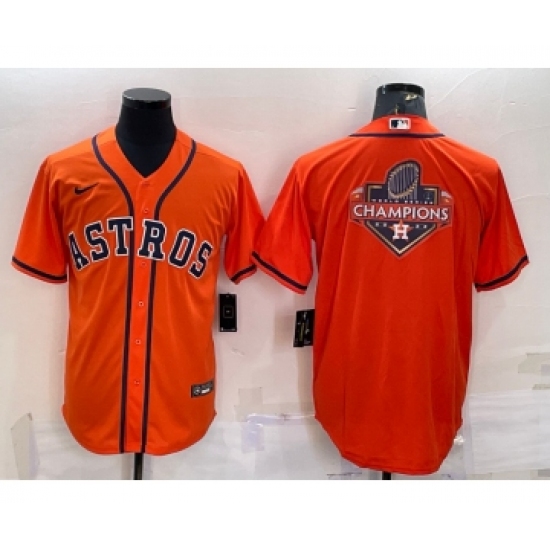 Men's Houston Astros Orange Champions Big Logo Stitched MLB Cool Base Nike Jersey - Ujersey