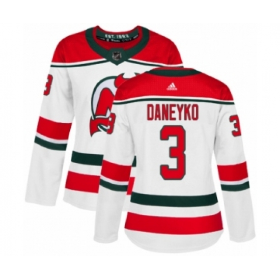 Women's Adidas New Jersey Devils #3 Ken Daneyko Authentic White Alternate NHL Jersey