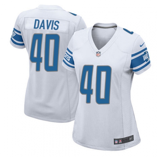 Women's Nike Detroit Lions #40 Jarrad Davis Game White NFL Jersey