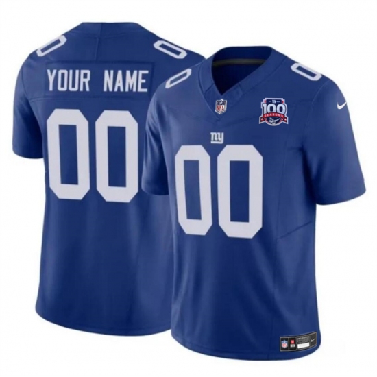Men's New York Giants Active Player Custom Blue 2024 F.U.S.E. 100TH Season Patch Vapor Untouchable Limited Stitched Jersey - Ujersey
