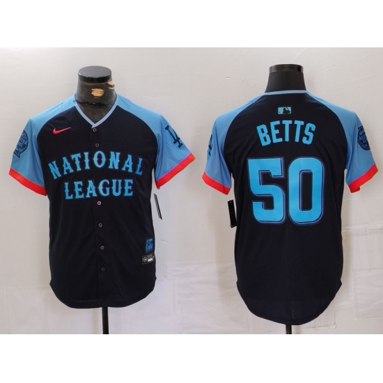 Men's Los Angeles Dodgers #50 Mookie Betts Navy 2024 All Star Limited Stitched Jersey - Ujersey