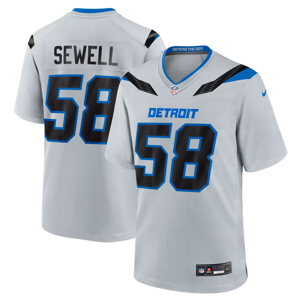 Men's Detroit Lions Penei Sewell Nike Silver 2026 Rivalries Collection Game Jersey - U-jersey