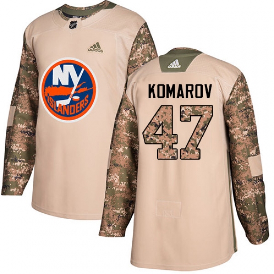 Men's Adidas New York Islanders #47 Leo Komarov Authentic Camo Veterans Day Practice NHL Jersey - Ujersey
