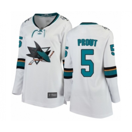 Women's San Jose Sharks #5 Dalton Prout Fanatics Branded White Away Breakaway Hockey Jersey