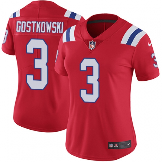 Women's Nike New England Patriots #3 Stephen Gostkowski Red Alternate Vapor Untouchable Limited Player NFL Jersey - Ujersey