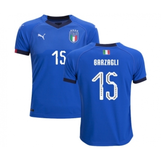 Italy #15 Barzagli Home Kid Soccer Country Jersey