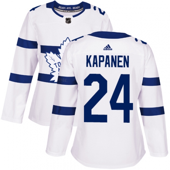 Women's Adidas Toronto Maple Leafs #24 Kasperi Kapanen Authentic White 2018 Stadium Series NHL Jersey - Ujersey