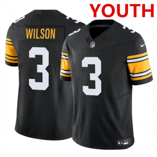 Youth Pittsburgh Steelers #3 Russell Wilson Black 2023 F.U.S.E. Vapor Untouchable Limited Football Stitched Jersey - Ujersey