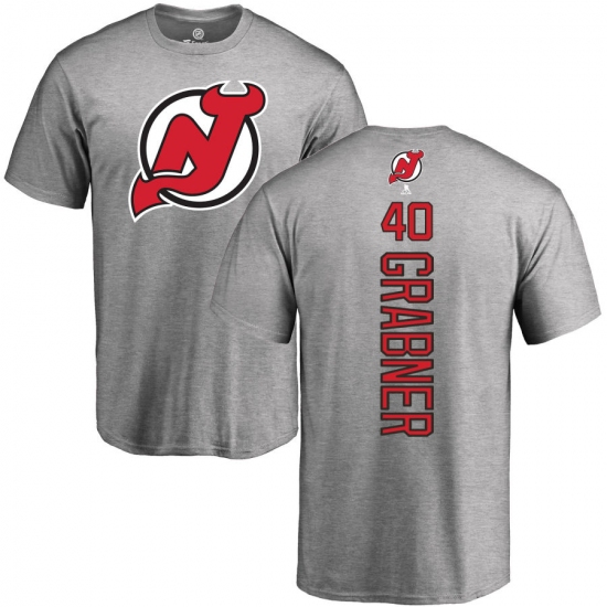 NHL Adidas New Jersey Devils #40 Michael Grabner Ash Backer T-Shirt - Ujersey
