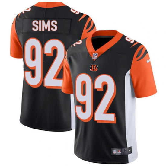 Men's Nike Cincinnati Bengals #92 Pat Sims Vapor Untouchable Limited Black Team Color NFL Jersey - Ujersey