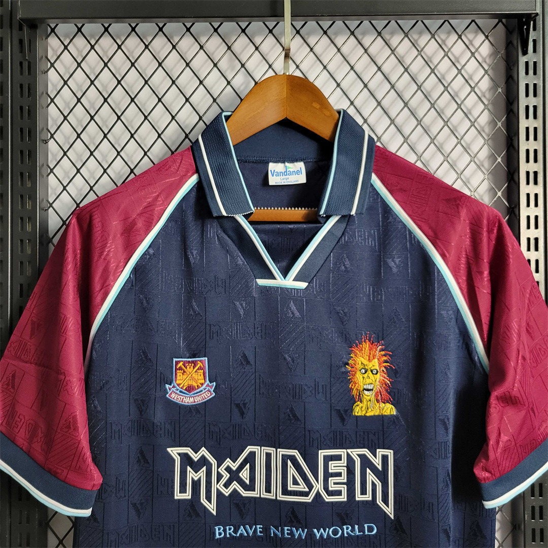 West Ham United Retro Football Jersey Iron Maiden Home Joint Board Shirt 1999/01 - Ujersey NHL