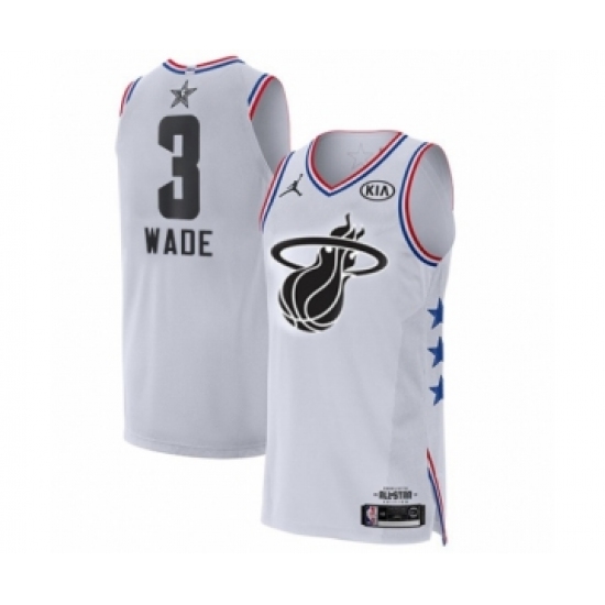 Men's Miami Heat #3 Dwyane Wade Authentic White 2019 All-Star Game Basketball Jersey - Ujersey