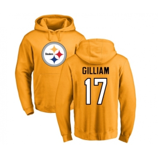 Football Pittsburgh Steelers #17 Joe Gilliam Gold Name & Number Logo Pullover Hoodie - Ujersey